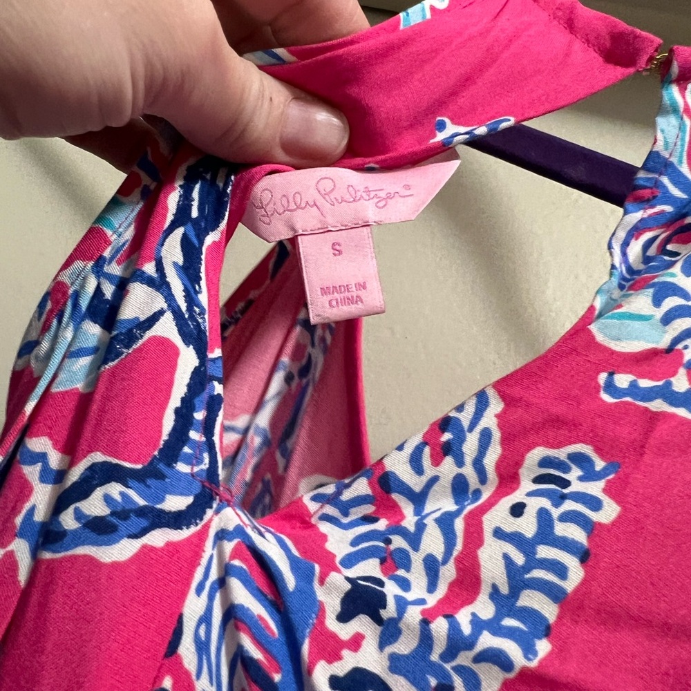 Vibrant Pink And Blue Patterned Romper - image 3